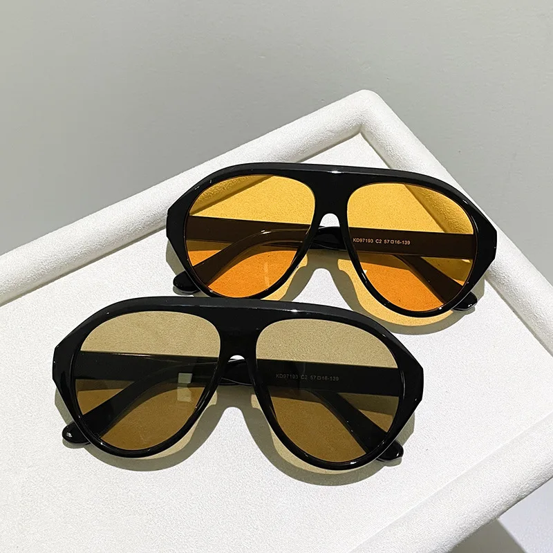 Outdoor Sport Glasses - 패션 오버사이즈 파일럿 선글라스 여성 빈티지