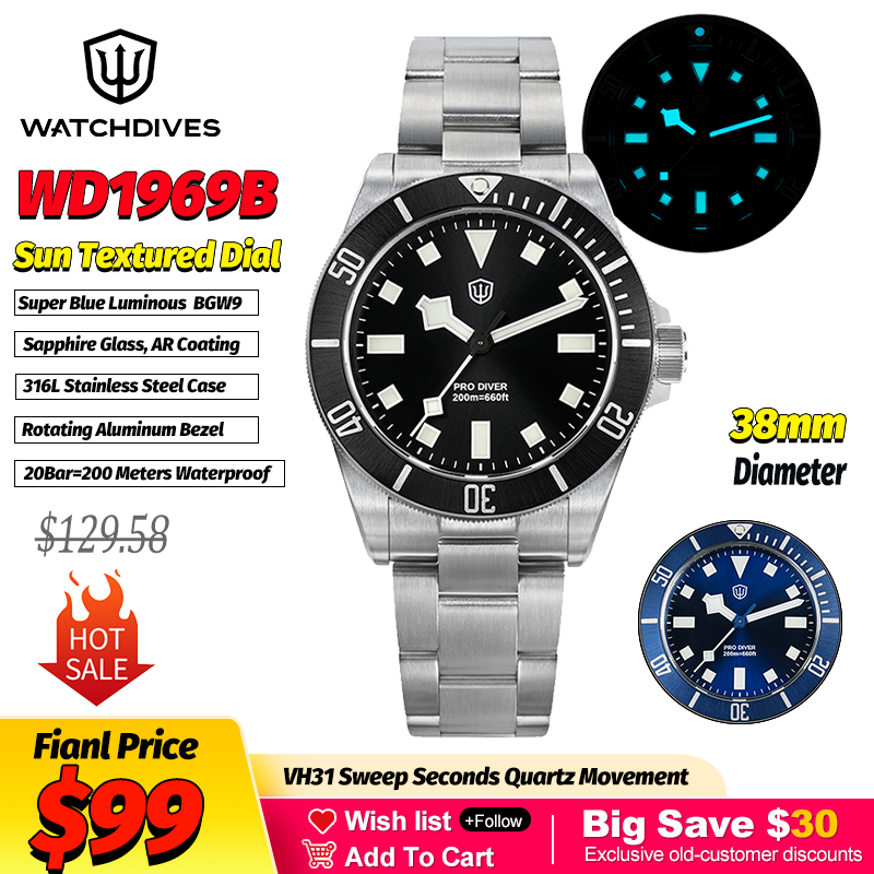Watchdives WD1969 태양 질감 패션 쿼츠  - Outdoor Sport Smart Watch 리뷰 및 가격